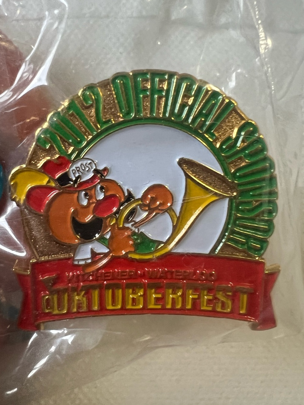 Official 2012 Oktoberfest Enamel Pin - Green & Red